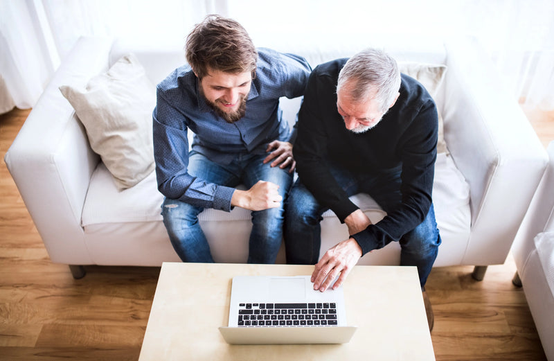 father and son completing advance directive