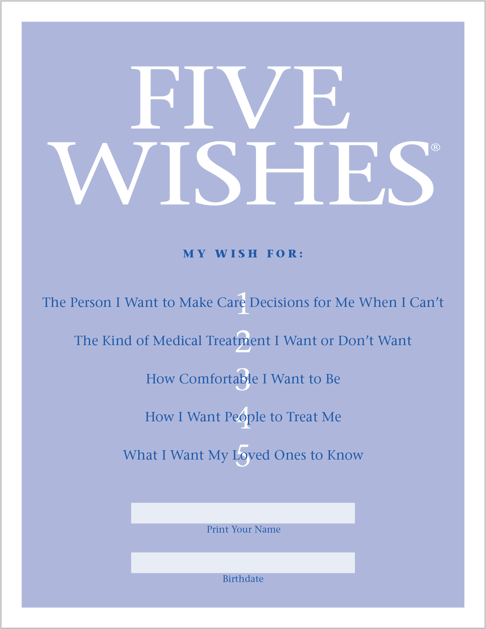 For Myself · Five Wishes